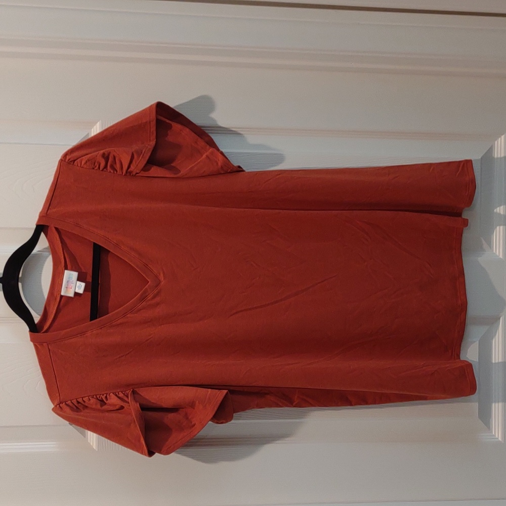 LuLaRoe Rust Orange Short Sleeve V-Neck Tee